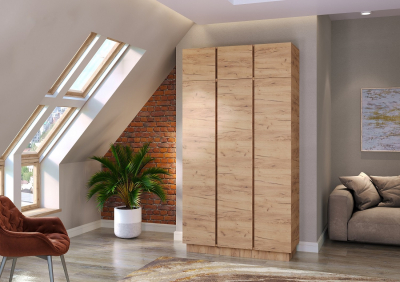 Шкаф трехстворчатый "Вертикаль" с антресолью (дуб золотой)