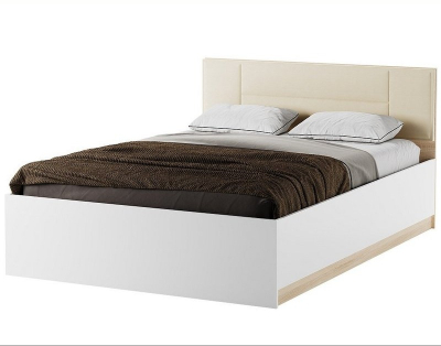 Кровать с подъемным механизмом "Беатрис" (140) Сонома белый глянец