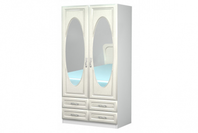 Шкаф 2-х створчатый с ящиками и зеркалами "Жемчужина" МДФ